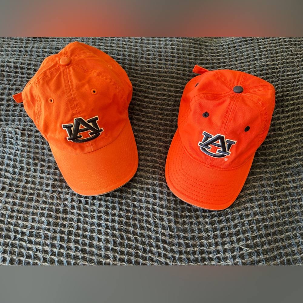 2 Auburn Tigers Orange Baseball Caps- Embroidered AU Logo adult and youth size